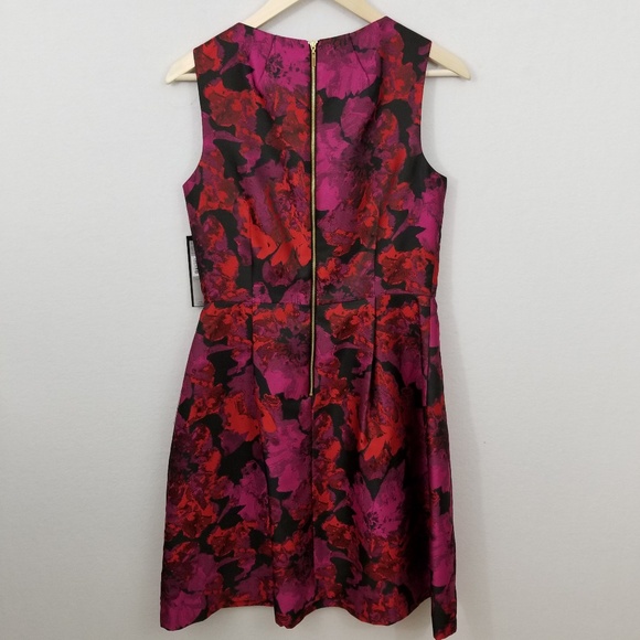 Tahari Floral Jacquard Bow Cocktail Dress - Picture 7 of 8
